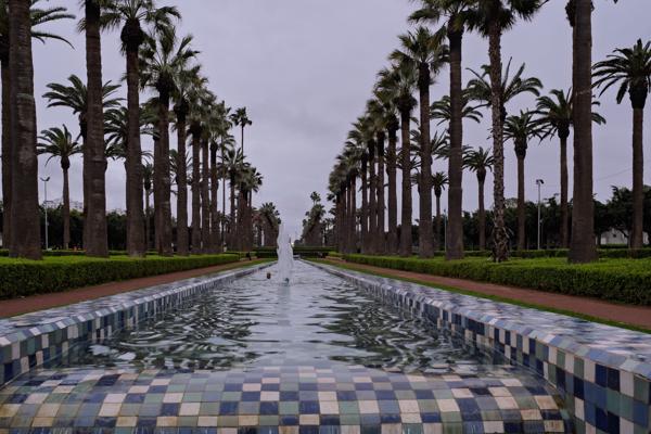 Palm-Lined Park Fountain in Rabat, Morocco Casablanca, Morocco