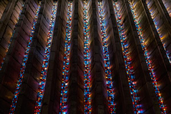 Vertical Rainbow Stained Glass Interior Casablanca, Morocco