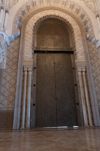 Intricate Moroccan Archway with Elaborate Metal Door Casablanca, Morocco