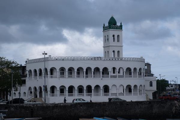 White waterfront mosque with green-domed minaret in Moroni, Comoros Moroni, Comoros