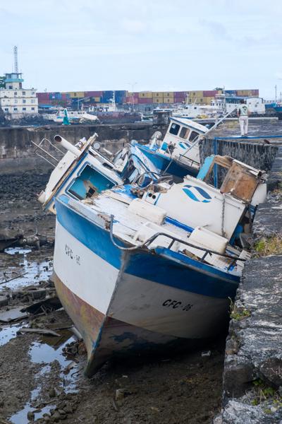 Wrecked Fishing Boats at Low Tide, Port of Moroni (Comoros) Moroni, Comoros