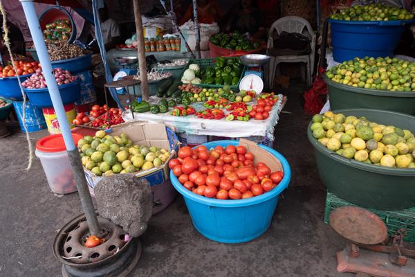 Produce stall at a street market in Moroni, Comoros Moroni, Comoros
