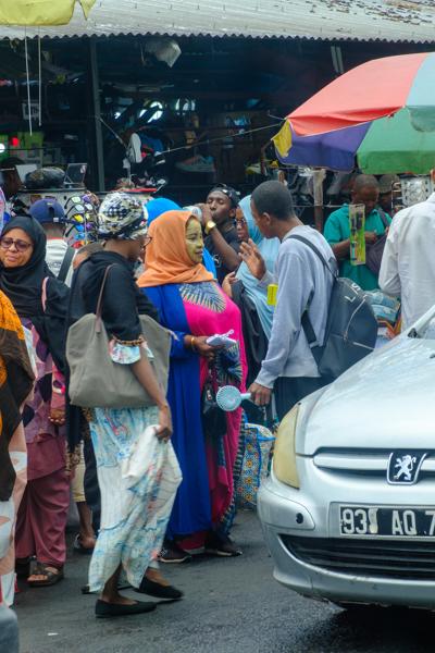 Crowded street market scene in Moroni, Comoros Moroni, Comoros