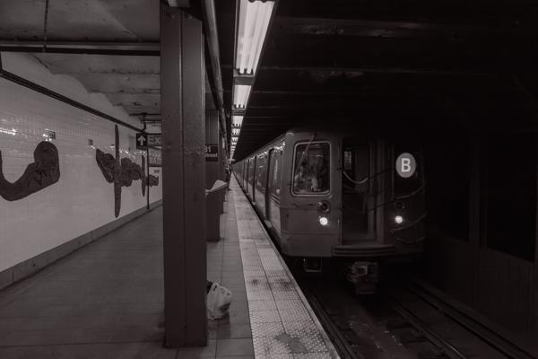 B Train at 59 St–Columbus Circle Subway Platform, New York City New York, United States