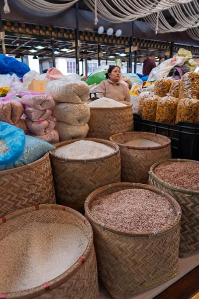 Rice and Grains for Sale at Thimphu Market, Bhutan Thimphu, Bhutan