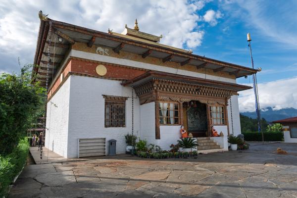 Bhutanese Buddhist Temple Courtyard in Mongar District Sobsokha Yuwakha Zhika, Bhutan