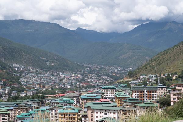Thimphu Valley Cityscape Under Monsoon Clouds, Bhutan Thimphu, Bhutan