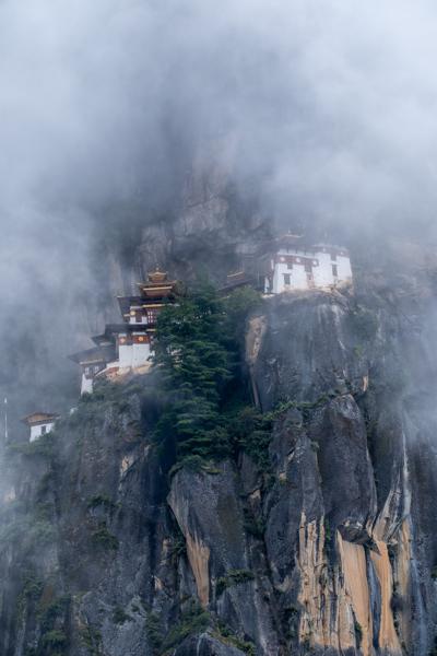 Paro Taktsang (Tiger’s Nest) Monastery in the Mist, Bhutan Nyechhu_Shar-ri, Bhutan