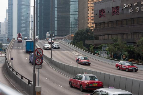 Traffic on a Hong Kong flyover in Admiralty Hong Kong, China