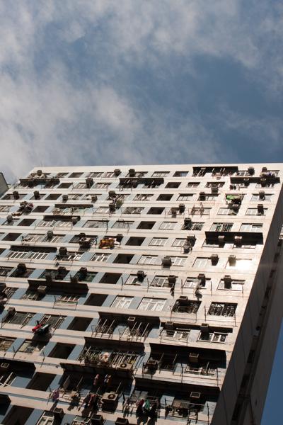 Hong Kong Apartment Block Against a Cloudy Sky (Wan Chai) Hong Kong, China