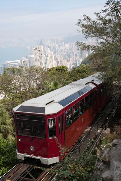Peak Tram overlooking Hong Kong skyline (The Peak) Hong Kong, China