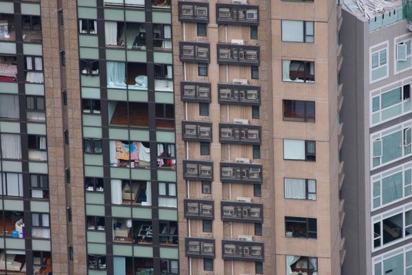 Hong Kong high-rise apartment facades with windows and balconies Hong Kong, China