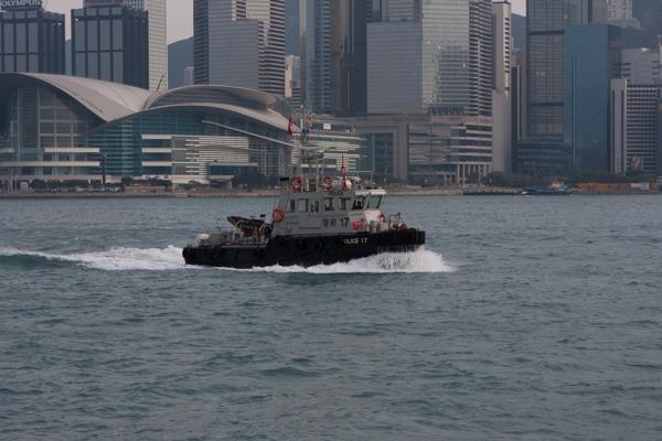 Hong Kong Marine Police patrol boat in Victoria Harbour Hong Kong, China