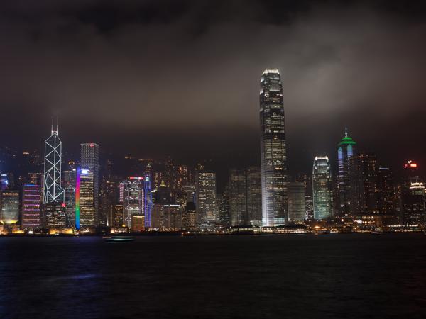 Hong Kong Island Skyline at Night from Victoria Harbour (2009) Hong Kong, China