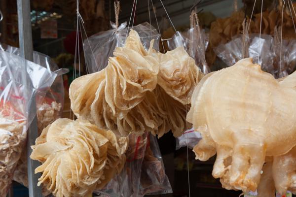 Hanging Dried Fish Maw at a Hong Kong Dried-Seafood Shop (Tuen Mun) Hong Kong, China