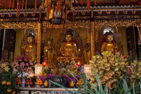 Golden Buddha altar inside Po Lin Monastery, Lantau Island (Hong Kong) Hong Kong, China