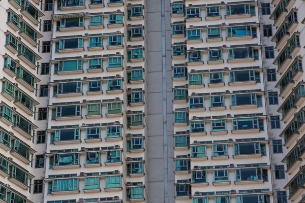 Dense High-Rise Apartment Facades, Hong Kong Island Hong Kong, China