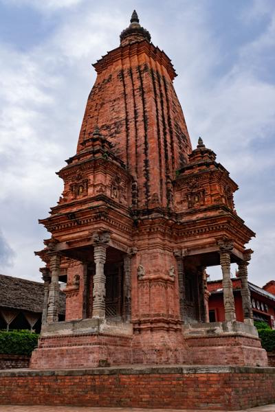 Ancient Red Brick Temple Tower in Kathmandu Bhaktapur, Nepal