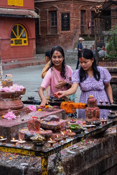 Ritual Offerings at a Nepalese Temple Budhanilkantha, Nepal