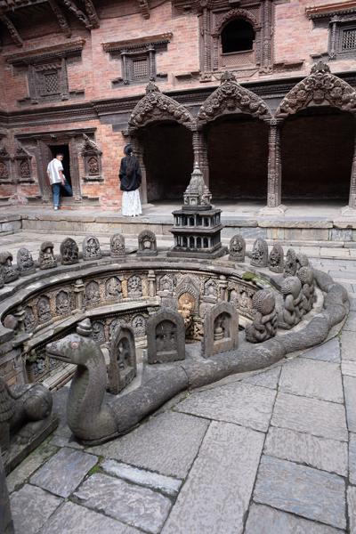 Nepalese Temple Courtyard with Serpent Motif Lalitpur, Nepal