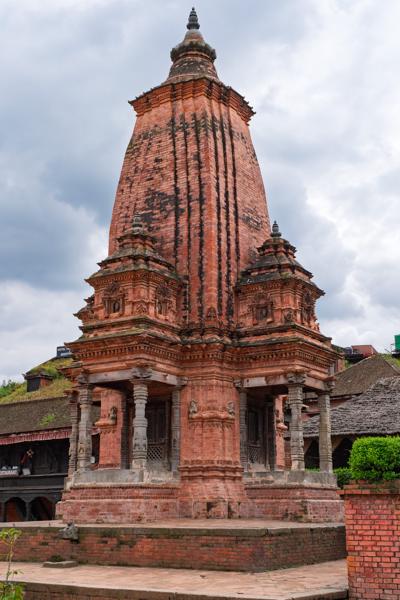 Red Brick Nepalese Temple and Shrine Structure Bhaktapur, Nepal