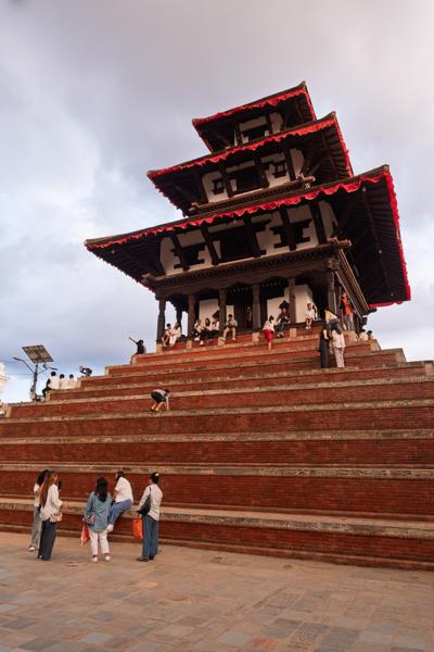 Five-tiered Nepali Pagoda Temple atop Brick Steps Kathmandu Metropolitan, Nepal