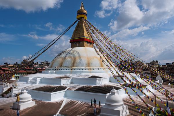Boudhanath Stupa with Prayer Flags in Kathmandu Kathmandu Metropolitan, Nepal