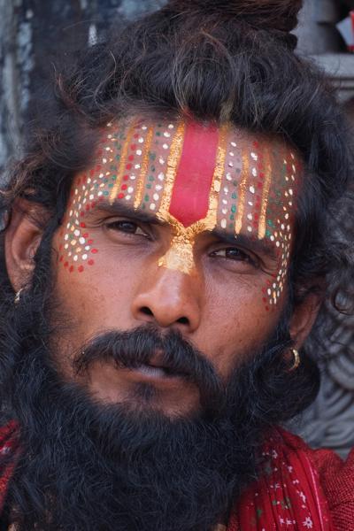 Cultural Portrait with Festive Face Paint Kathmandu Metropolitan, Nepal