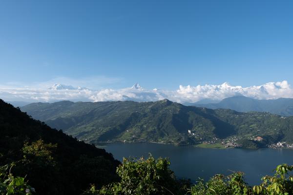 Snow-capped Himalayan peaks over Phewa Lake, Pokhara, Nepal Pokhara, Nepal