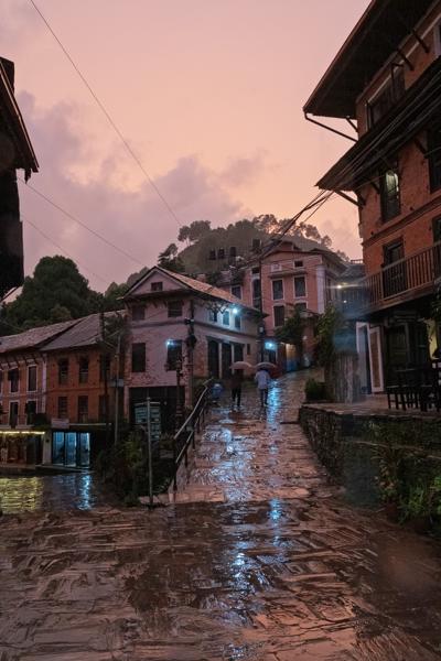 Evening Rain in a Nepalese hillside town Bandipur, Nepal