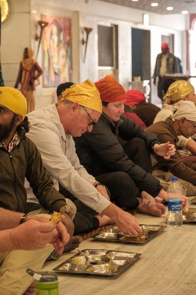 Langar meal inside a Sikh gurdwara in Old Delhi, India Delhi, India