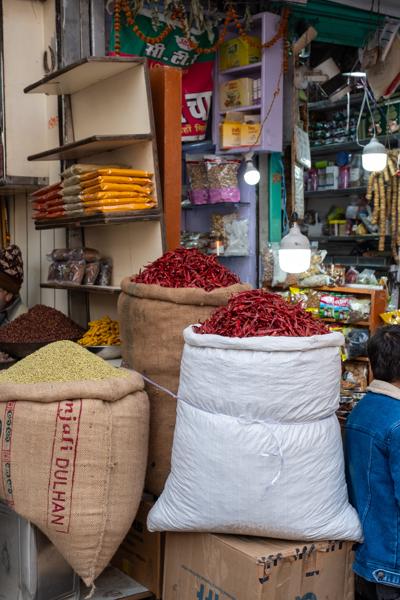 Spice Sacks in Old Delhi Market Delhi, India