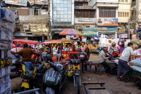 Morning Rush in Old Delhi Market (Sadar Bazaar Area) Delhi, India