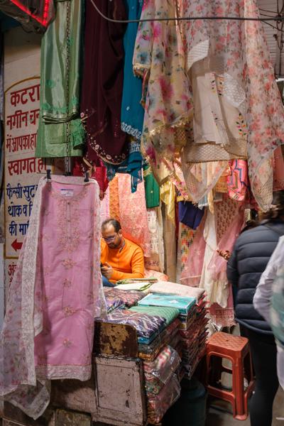 Textile Stall in Old Delhi Market Delhi, India