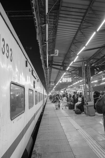 Night Platform Scene at Delhi Sarai Rohilla Railway Station Delhi, India