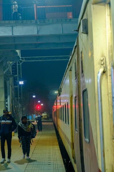 Evening Platform Scene at Delhi Sarai Rohilla (DEE) Railway Station Delhi, India
