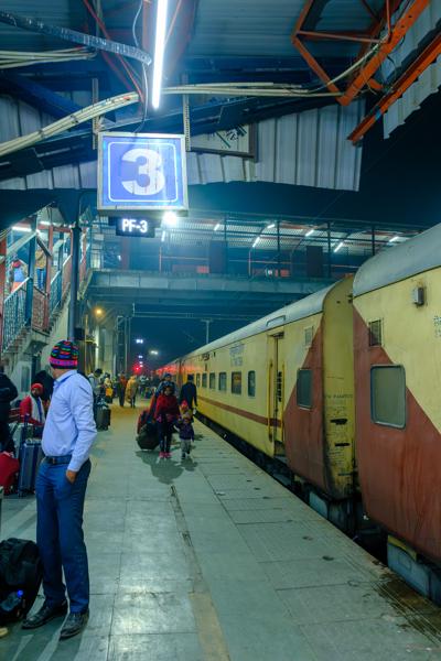 Platform 3 at Delhi Sarai Rohilla Railway Station at Night Delhi, India