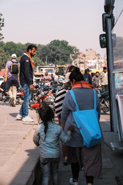 Street Scene at a Bus Stop in Bikaner, Rajasthan (India) Bikaner, India