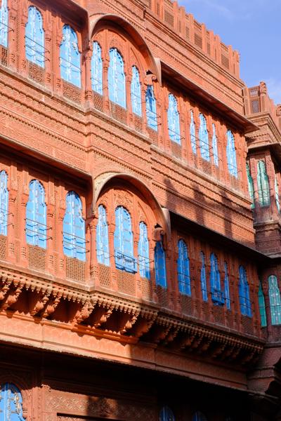 Ornate Red-Sandstone Haveli Facade in Bikaner, Rajasthan Bikaner, India
