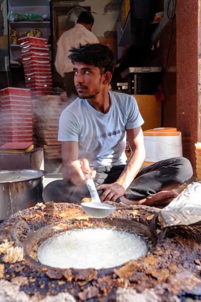 Street Sweets Vendor Stirring a Large Cauldron in Bikaner, Rajasthan Bikaner, India