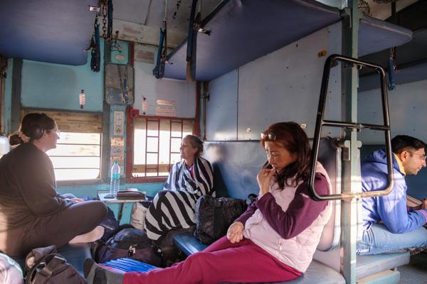 Passengers in an Indian Railways Sleeper Coach, Rajasthan Kolayat, India