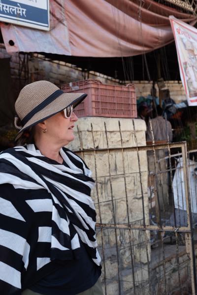 Tourist at a Market Entrance in Jaisalmer, Rajasthan Jaisalmer, India
