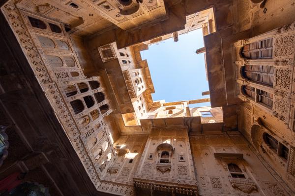 Looking Up in Patwon Ki Haveli Courtyard, Jaisalmer Jaisalmer, India