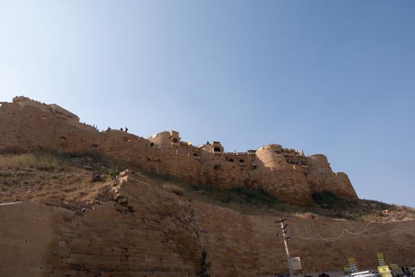 Jaisalmer Fort Ramparts Under a Clear Morning Sky Jaisalmer, India