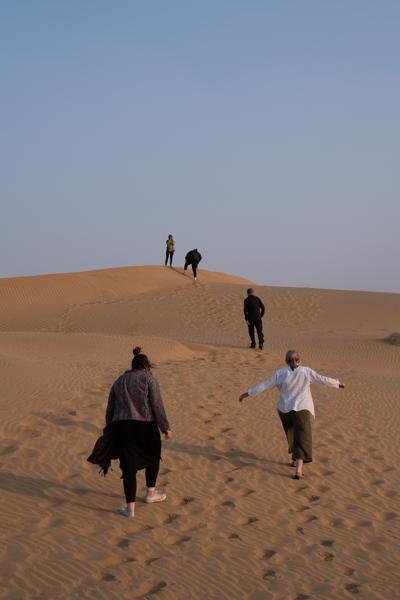 Hiking Up a Thar Desert Sand Dune Near Jaisalmer Jaisalmer, India
