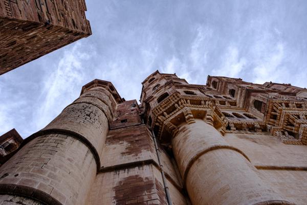 Upward View of Mehrangarh Fort Facade, Jodhpur Jodhpur, India