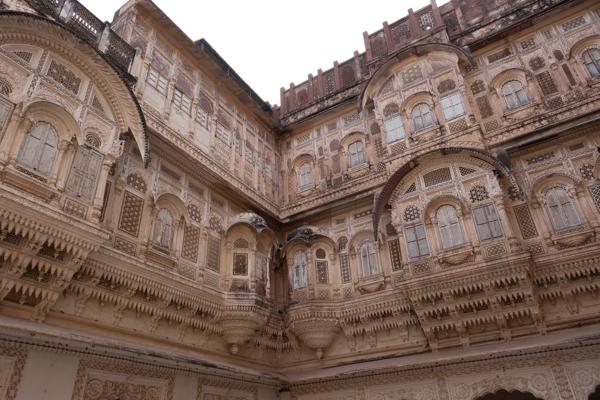 Ornate palace courtyard at Mehrangarh Fort, Jodhpur Jodhpur, India
