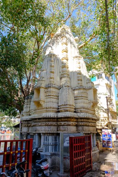 Small Marble Temple Shrine Under Trees, Udaipur (Rajasthan) Udaipur, India