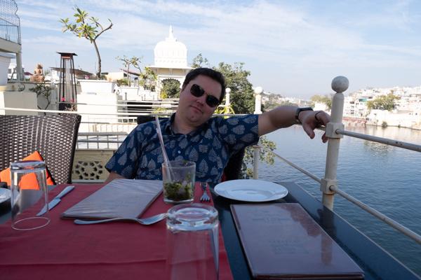 Relaxing at a Lakeside Rooftop Restaurant in Udaipur Udaipur, India