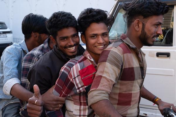 Friends Sharing a Motorcycle Ride in Rajasthan, India Pushkar, India